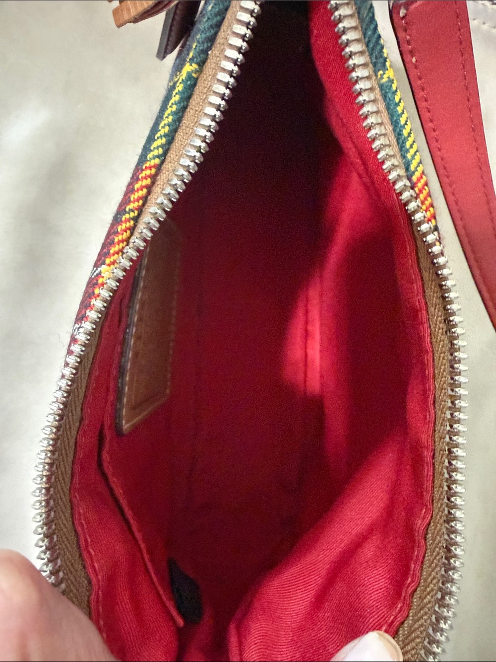 Coach Red & Blue Plaid Shoulder Bag with Tan Trim - Picture 10 of 11